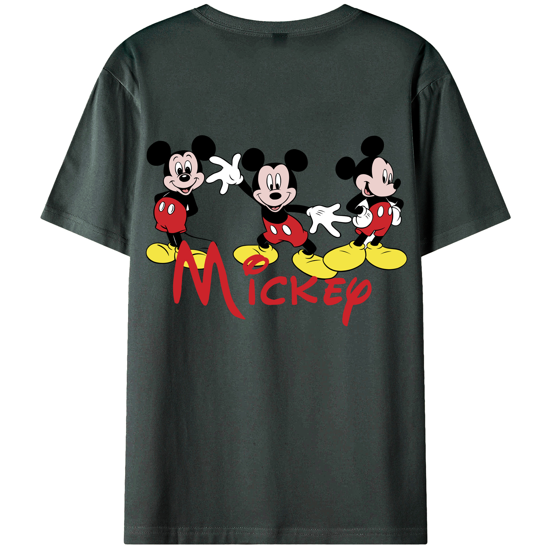 ミッキーマウス Mickey Mouse 綿100％ メンズ半袖Tシャツ（バックプリント） 通気性
